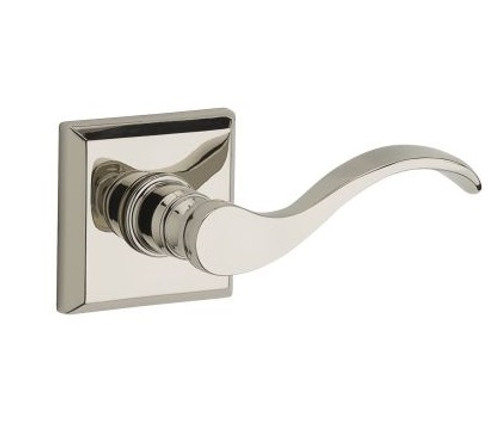 Baldwin Reserve HDCURRTSR055 Lifetime Polished Nickel Half Dummy Curve Lever with Traditional Square Rose (Right)