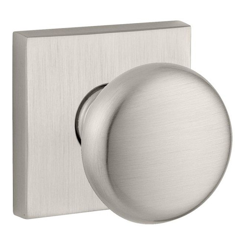 Baldwin Reserve HDROUCSR150 Satin Nickel Half Dummy Round Knob with Contemporary Square Rose