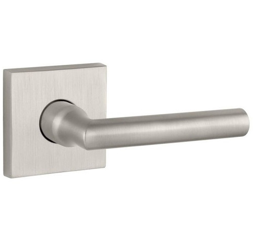 Baldwin Reserve HDTUBCSR150 Satin Nickel Half Dummy Tube Lever with Contemporary Square Rose