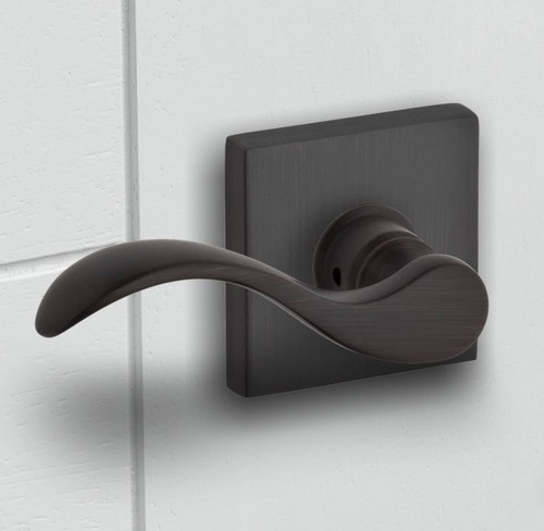 Baldwin Reserve HDCURLCSR112 Venetian Bronze Half Dummy Curve Lever with Contemporary Square Rose (Left)