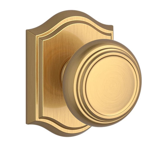 Baldwin Reserve PSTRATAR044 Lifetime Satin Brass Passage Traditional Knob with Traditional Arch Rose