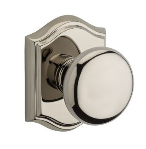 Baldwin Reserve PSROUTAR055 Lifetime Polished Nickel Passage Round Knob with Traditional Arch Rose