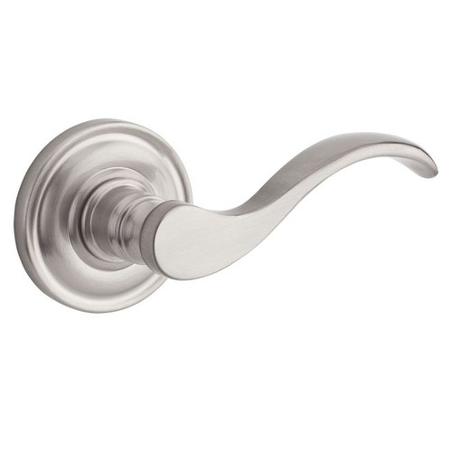 Baldwin Reserve PSCURTRR150 Satin Nickel Passage Curve Lever with Traditional Round Rose