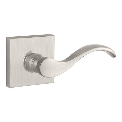 Baldwin Reserve PSCURCSR150 Satin Nickel Passage Curve Lever with Contemporary Square Rose