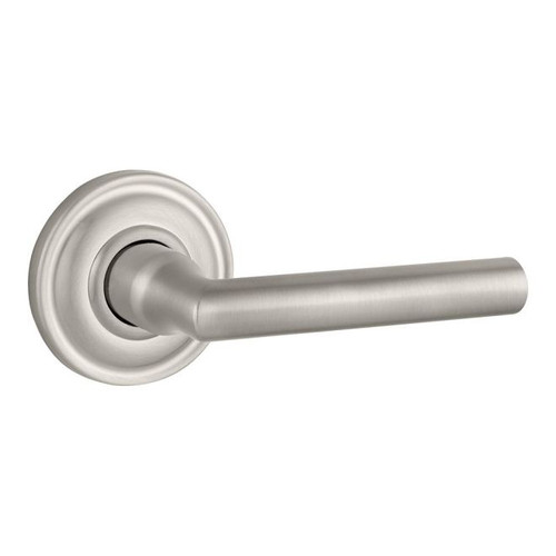 Baldwin Reserve PSTUBTRR150 Satin Nickel Passage Tube Lever with Traditional Round Rose