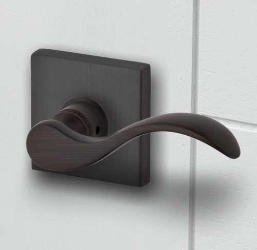 Baldwin Reserve PSCURCSR112 Venetian Bronze Passage Curve Lever with Contemporary Square Rose