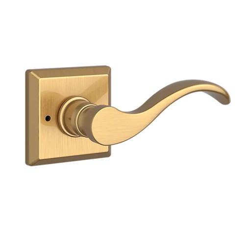 Baldwin Reserve PVCURTSR044 Lifetime Satin Brass Privacy Curve Lever with Traditional Square Rose