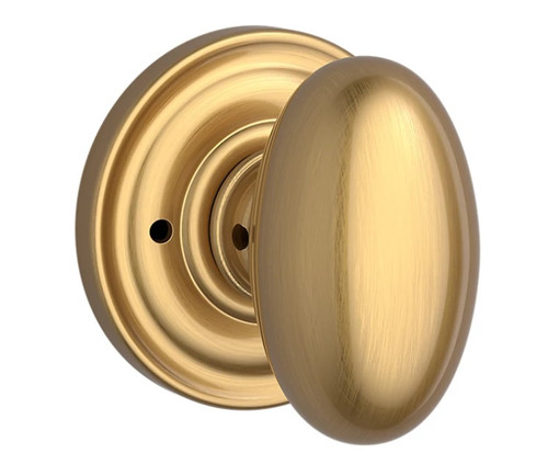 Baldwin Reserve PVELLTRR044 Lifetime Satin Brass Privacy Ellipse Knob with Traditional Round Rose