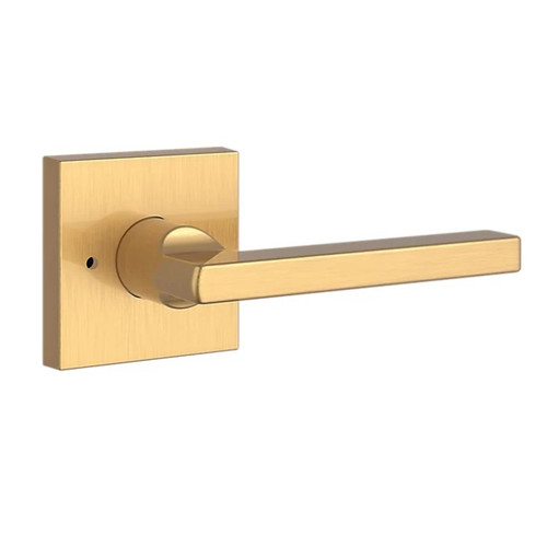 Baldwin Reserve PVSQUCSR044 Lifetime Satin Brass Privacy Square Lever with Contemporary Square Rose