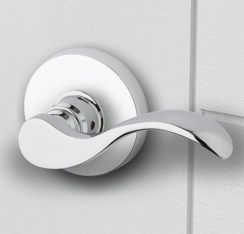 Baldwin Reserve PVCURCRR260 Polished Chrome Privacy Curve Lever with Contemporary Round Rose