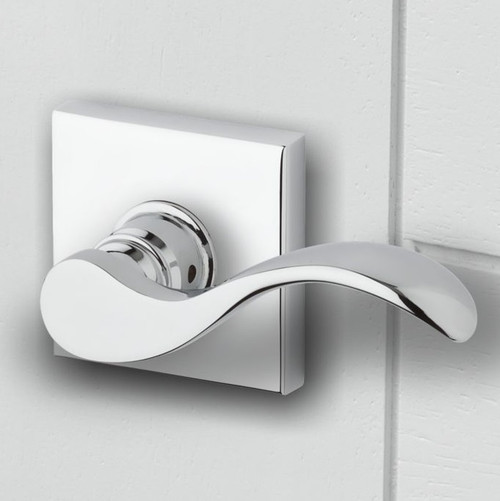 Baldwin Reserve PVCURCSR260 Polished Chrome Privacy Curve Lever with Contemporary Square Rose