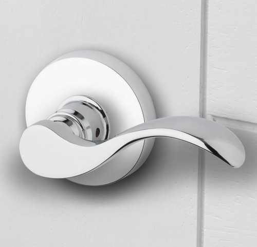 Baldwin Reserve PVCURCRR055 Lifetime Polished Nickel Privacy Curve Lever with Contemporary Round Rose