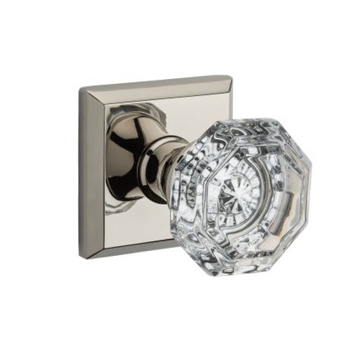 Baldwin Reserve PVCRYTSR055 Lifetime Polished Nickel Privacy Crystal Knob with Traditional Square Rose