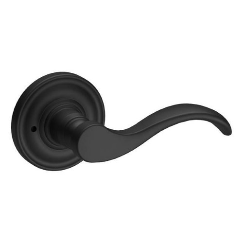 Baldwin Reserve PVCURTRR190 Satin Black Privacy Curve Lever with Traditional Round Rose