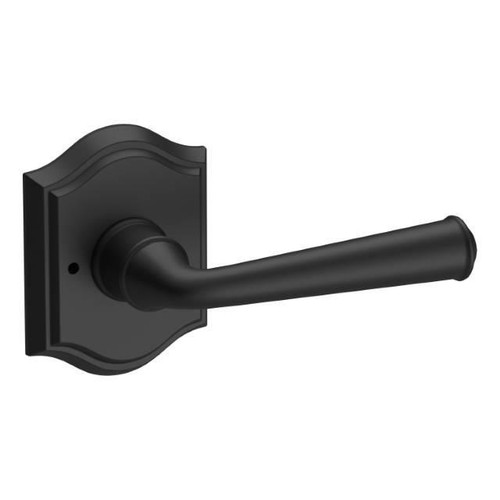 Baldwin Reserve PVFEDTAR190 Satin Black Privacy Federal Lever with Traditional Arch Rose