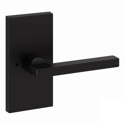 Baldwin Reserve PVSQUCFR190 Satin Black Privacy Square Lever with Contemporary 5" Rose