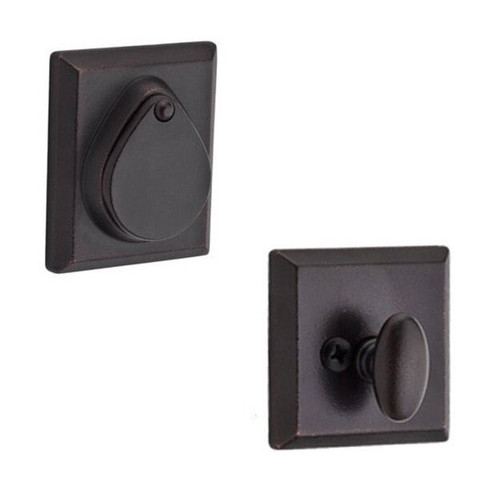 Baldwin Reserve SCRSD481 Dark Bronze Single Cylinder Rustic Square Deadbolt