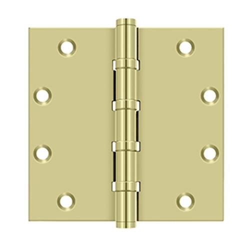 Deltana DSB55B3-UNL Unlacquered Brass 4 Ball Bearing 5" x 5" Square Corner Brass Hinge