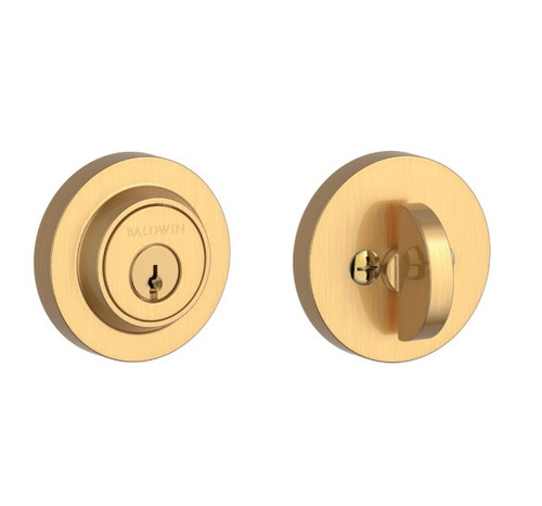 Baldwin Reserve SCCRD044 Lifetime Satin Brass Single Cylinder Contemporary Round Deadbolt