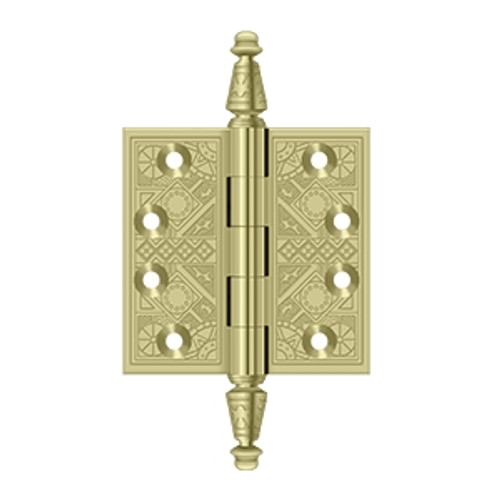 Deltana DSBP35U3-UNL Unlacquered Brass Ornate 3-1/2" x 3-1/2" Square Corner Brass Hinge