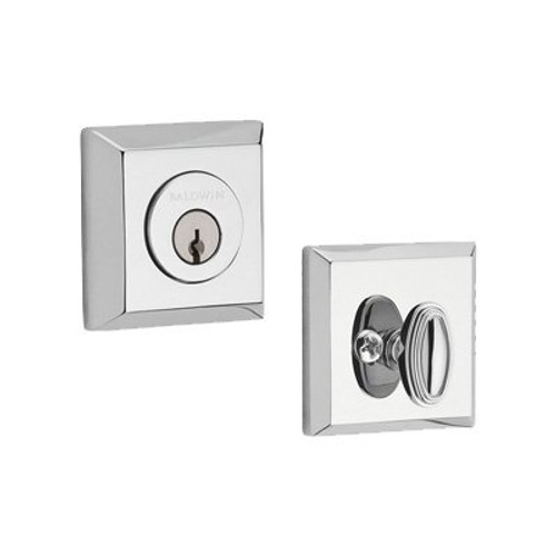 Baldwin Reserve SCTSD260 Polished Chrome Single Cylinder Traditional Square Deadbolt