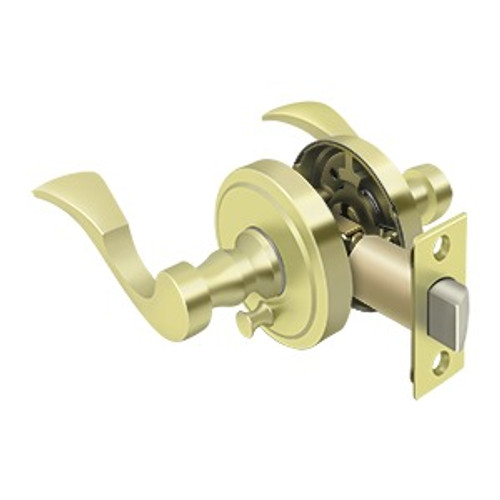 Deltana PRLLR2U3RH Lacovia Lever Privacy; Right Hand; Bright Brass Finish