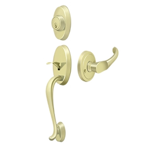 Deltana PRRHCHU3 Riversdale Handleset with Chapelton Lever Entry; Bright Brass Finish