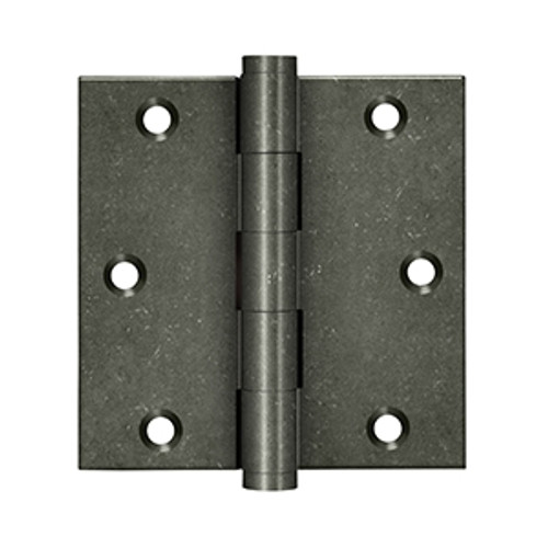 Deltana DSB3510WM White Bronze Medium Distressed Finish 3-1/2" x 3-1/2" Square Corner Brass Hinge