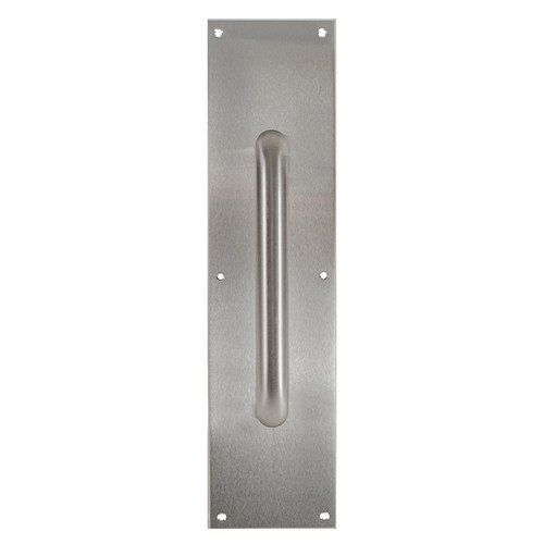 Trimco 1018-2-630 Satin Stainless Steel 3-1/2" x 15" Pull Plate with 8" CTC Pull