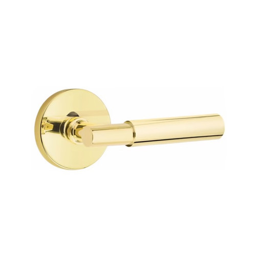 Emtek MYL-US3NL-PASS Unlacquered Brass Myles Passage Lever with Your Choice of Rosette