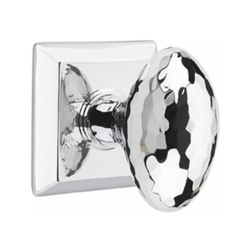 Emtek HE-US26-PASS Polished Chrome Hammered Egg Passage Knob with Your Choice of Rosette