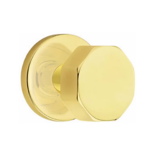 Emtek OCT-US3NL-PASS Unlacquered Brass Octagon Passage Knob with Your Choice of Rosette