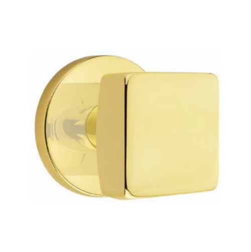 Emtek SQU-US3NL-PASS Unlacquered Brass Square Passage Knob with Your Choice of Rosette