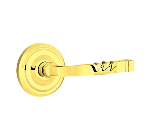 Emtek SF-US3NL-PRIV Unlacquered Brass Santa Fe Privacy Lever with Your Choice of Rosette