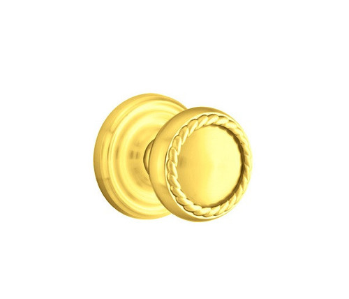 Emtek RK-US3NL-PHD Unlacquered Brass Rope (Pair) Half Dummy Knobs with Your Choice of Rosette