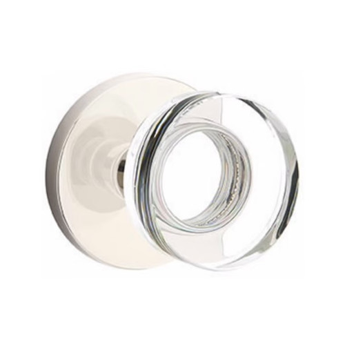 Emtek MDC-US14-PASS Polished Nickel Modern Disc Glass Passage Knob with Your Choice of Rosette