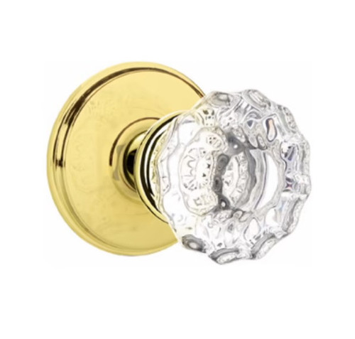 Emtek AS-US3NL-PHD Unlacquered Brass Astoria Clear Glass (Pair) Half Dummy Knobs with Your Choice of Rosette