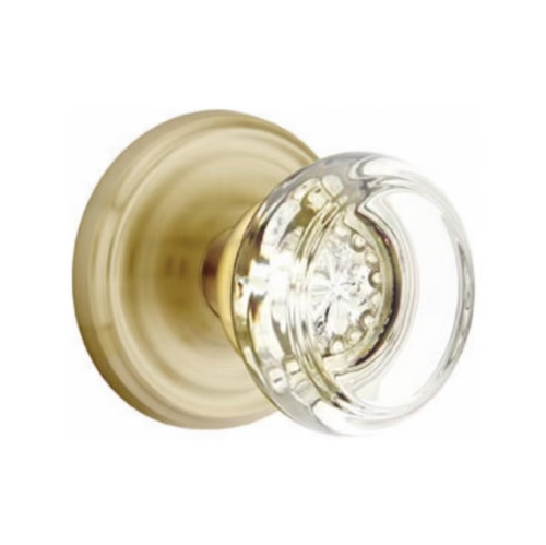 Emtek GT-US4-PASS Satin Brass Georgetown Glass Passage Knob with Your Choice of Rosette