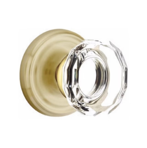 Emtek LW-US4-PASS Satin Brass Lowell Glass Passage Knob with Your Choice of Rosette