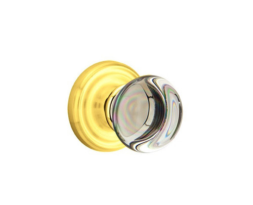 Emtek PC-US3NL-PRIV Unlacquered Brass Providence Glass Privacy Knob with Your Choice of Rosette