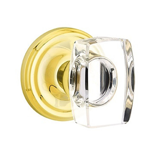 Emtek WS-US3NL-PHD Unlacquered Brass Windsor Glass (Pair) Half Dummy Knobs with Your Choice of Rosette