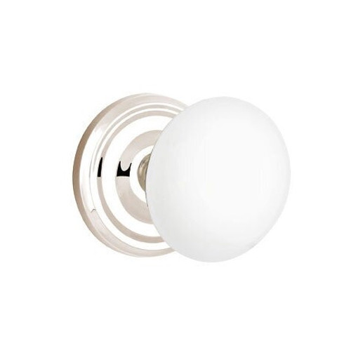 Emtek IW-US14-PASS Polished Nickel Ice White Porcelain Passage Knob with Your Choice of Rosette
