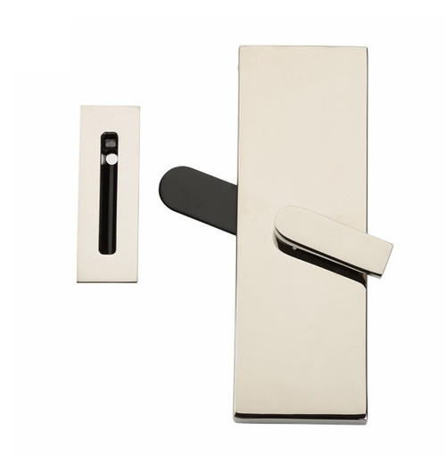 Emtek 222201US14 Modern Rectangular Barn Door Privacy Lock with Strike Polished Nickel Finish