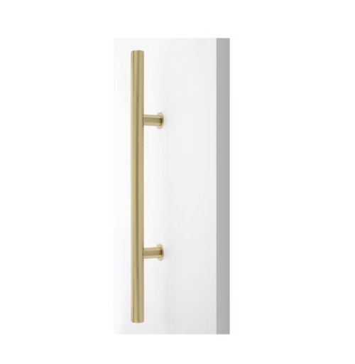 Emtek 86193SSPVD4 Round Profile 24" Overall Long Door Pull Satin Brass Stainless Steel Finish