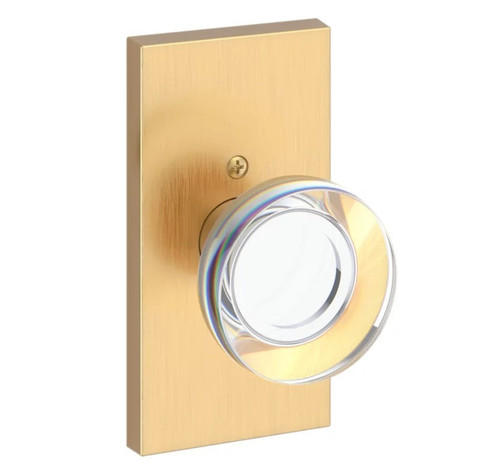 Baldwin Reserve HDCCYCFR044 Lifetime Satin Brass Half Dummy Contemporary Crystal Knob with Contemporary 5" Rose