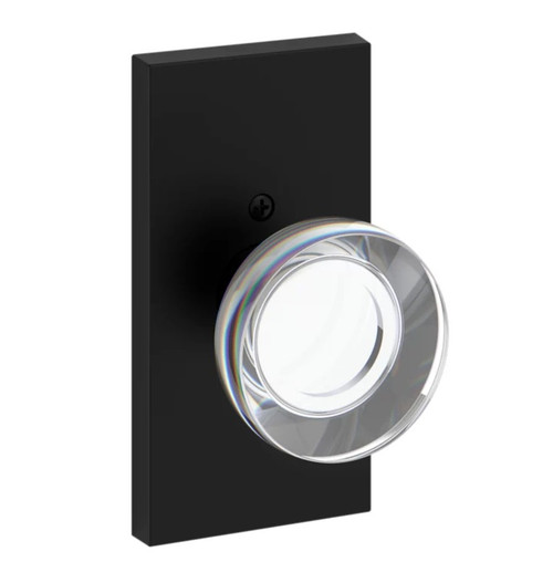 Baldwin Reserve HDCCYCFR190 Satin Black Half Dummy Contemporary Crystal Knob with Contemporary 5" Rose