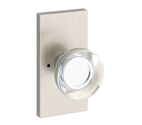 Baldwin Reserve PVCCYCFR150 Satin Nickel Privacy Contemporary Crystal Knob with Contemporary 5" Rose