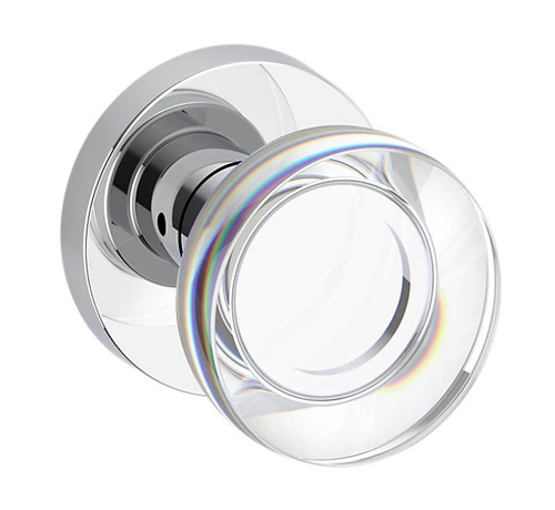 Baldwin Reserve PSCCYCRR260 Polished Chrome Passage Contemporary Crystal Knob with Contemporary Round Rose