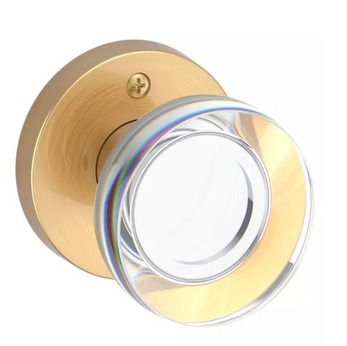 Baldwin Reserve HDCCYCRR044 Lifetime Satin Brass Half Dummy Contemporary Crystal Knob with Contemporary Round Rose