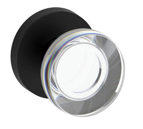 Baldwin Reserve HDCCYCRR190 Satin Black Half Dummy Contemporary Crystal Knob with Contemporary Round Rose